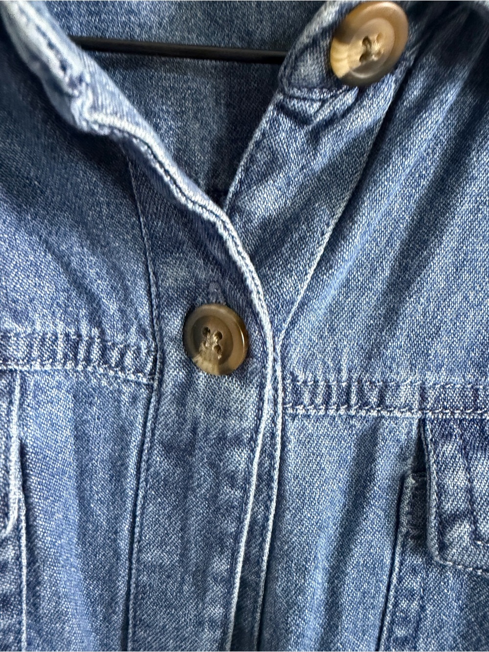 American Eagle Outfitters Denim Tiered Shirt Dress - Blue L Long - Picture 4 of 7